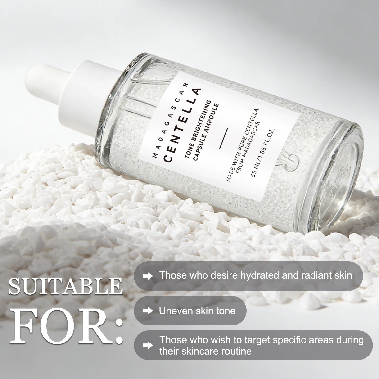 Skin Tone Perfector Brightening Ampoule 55ml - Centella & Niacinamide Serum Hydrates, Soothes & Enhances Radiance